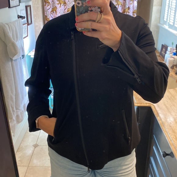 Eileen Fisher Black Moto Asymmetrical Zip Viscose Jacket, size XL - Picture 3 of 11